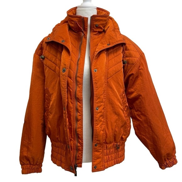 Fera Vintage Orange Ski & Snow Winter Softshell Puffer Jacket 70s 80s Style - Picture 2 of 14